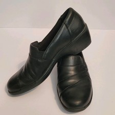 Clarks Ultimate Comfort May Marigold Black Leather Slip On Loafers Shoes Wmn's 7