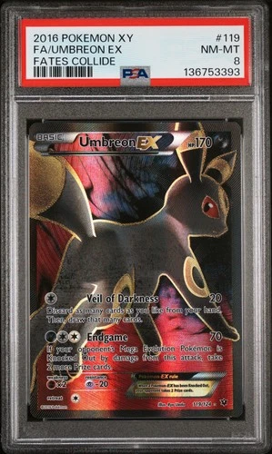 2016 POKEMON XY FATES COLLIDE #119 FULL ART/UMBREON EX PSA 8