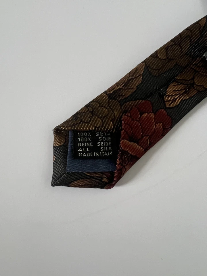 Corbata de seda italiana COACH diseño floral lujo impresionante Foto 3 de 4