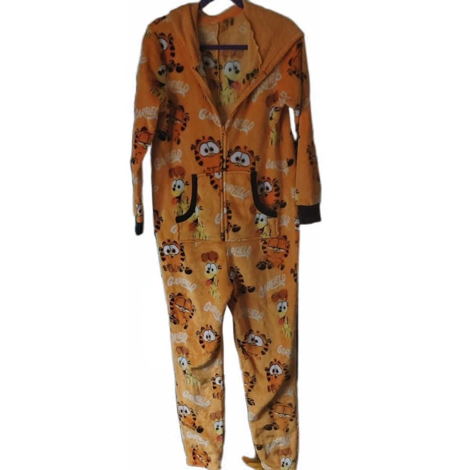 Traje suave Garfield Union sin pies pijama con capucha con cremallera de una pieza M/L Foto 3 de 3