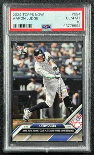 AARON JUDGE PSA 10 2024 TOPPS NOW #594 THREE 50-HR SEASONS YANKEES 6688