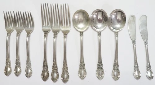 Lunt Sterling American Victorian Dinner/Salad Forks Soup Spoon Butter 418 G 14Oz