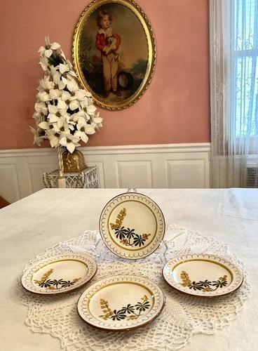 Stangl Pottery Golden Blossom 4 Small Dessert Plates 6” Vintage Retired USA