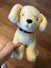CUTE FAO SCHWARZ YELLOW LAB DOG PLUSH TOY WITH RED COLLAR AND FREE SHIPPING
