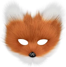 Animal Fox Wolf Mask Halloween Party Cosplay Costumes Props Plush Cat Half Face