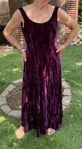 Vintage Betsey Johnson Luxe Purple Crushed Velvet Maxi Dress – Size M