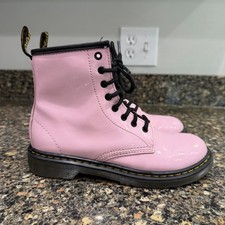 Doc Dr Martens Delaney Patent Boots 1460 Lace Up Pink Girls Size US 3 EU 34