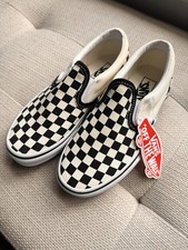 Scarpe slip on bambino unisex Vans Ahser a scacchiera NUOVE