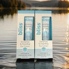 Bliss energizing & depuffing eye cream CAFFEINE & HYALURONIC ACID 2PK, New