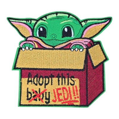 ADOPT THIS BABY JEDI STAR WARS MOVIE CHARACTER IRON ON PATCH
