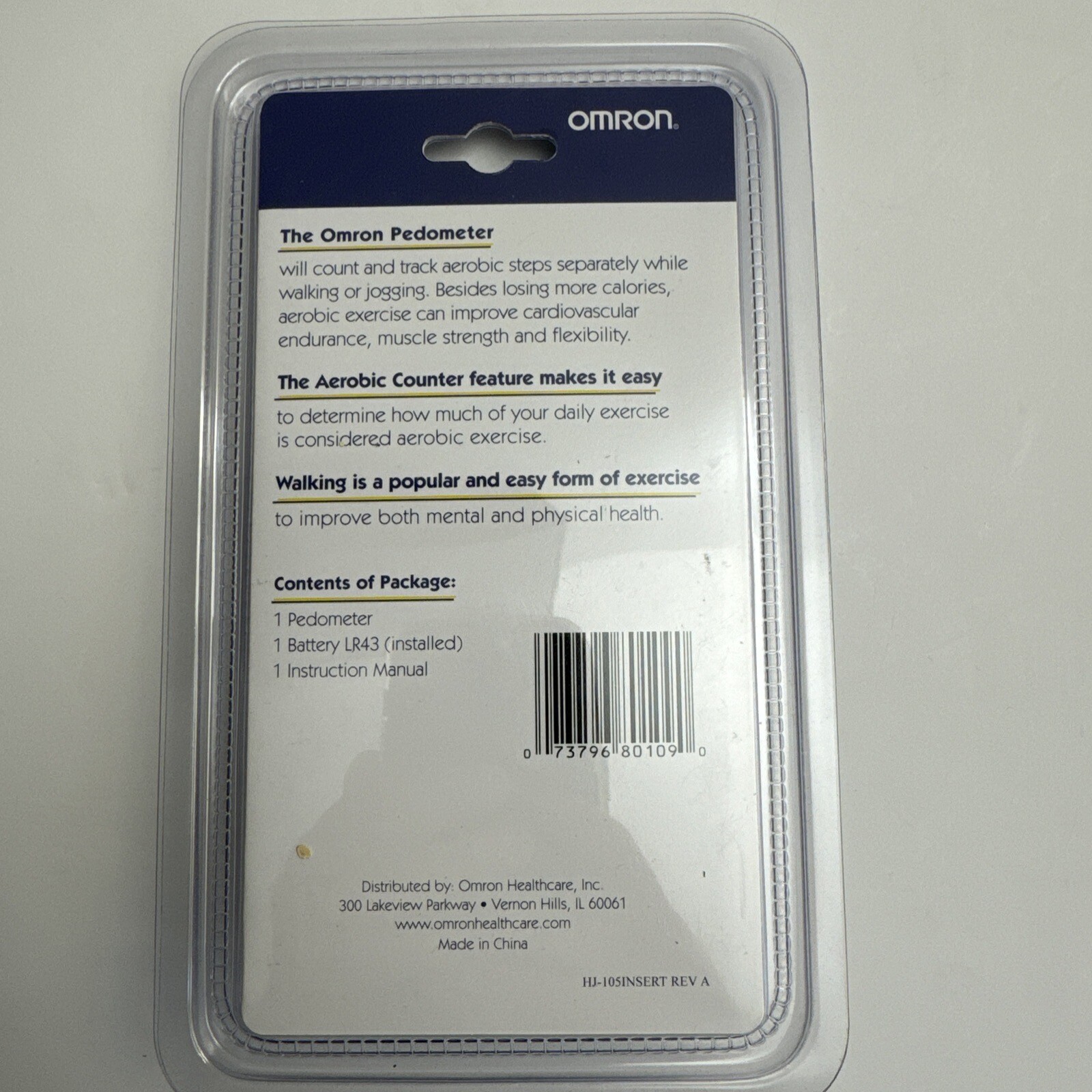 Omron Digital Pedometer HJ105 Counts Steps, Calories Consumed and Fat