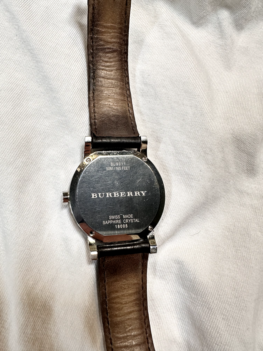 Burberry BU9011 Men's The City Swiss Smooth Brown Leather 38mm