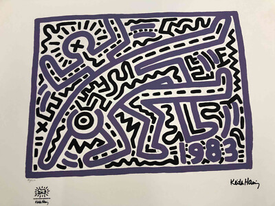Keith Haring Lithography off set cm 50x70 signing on plate with