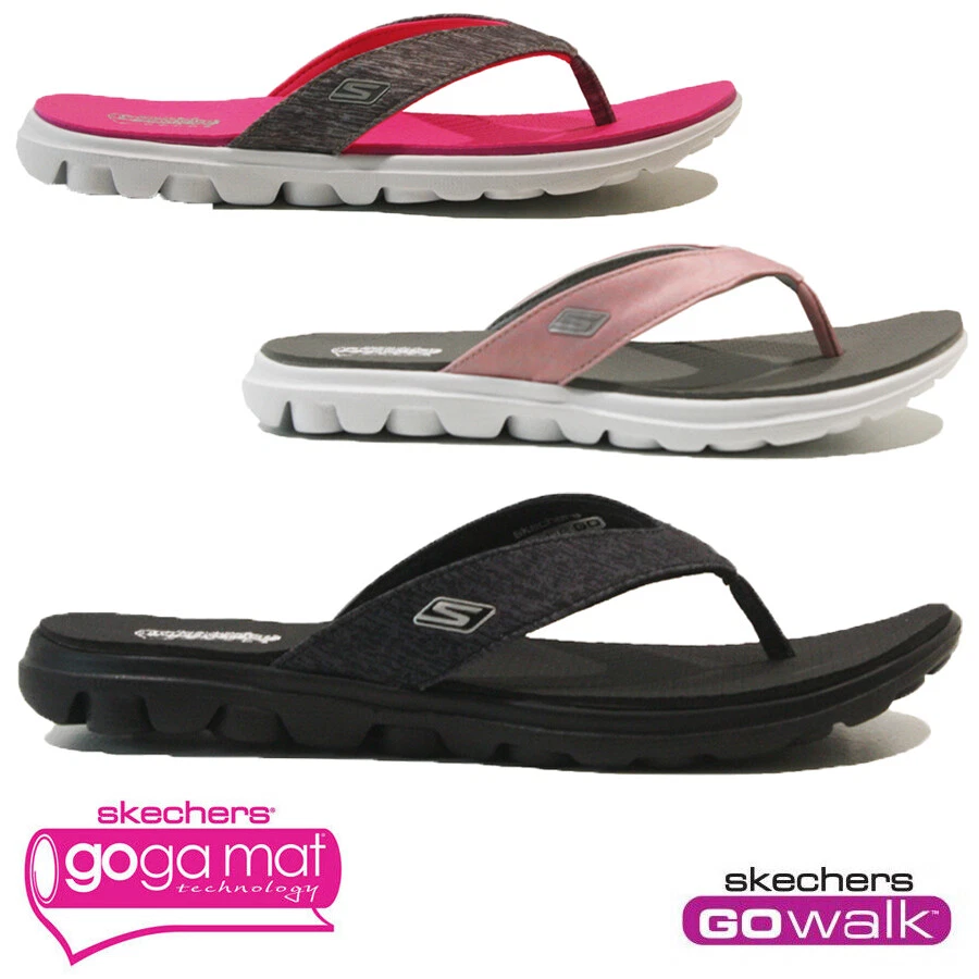 LADIES SKECHERS FLIP FLOPS GOGA MAT MEMORY MULES SANDALS SIZE |