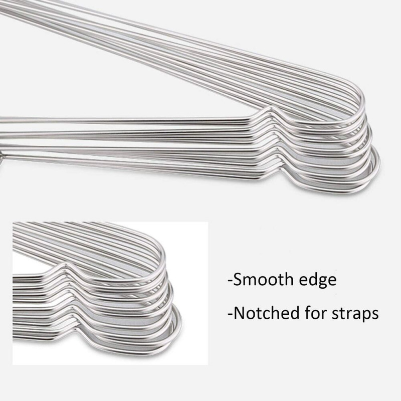 10PCS Stainless Steel Strong Wire Metal Hangers Heavy Duty Clothes Hangers