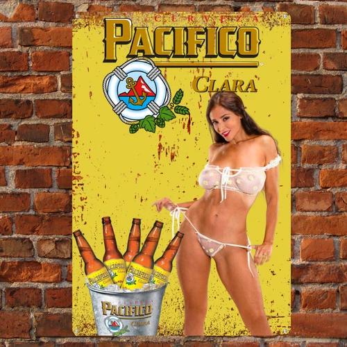 Vintage-Style Pacifico Clara Beer Metal Sign - Retro Bar Decor - Man Cave Sign