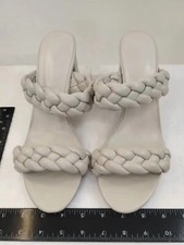 Braided Chunky High Heel Mules Slip on Backless Sandals