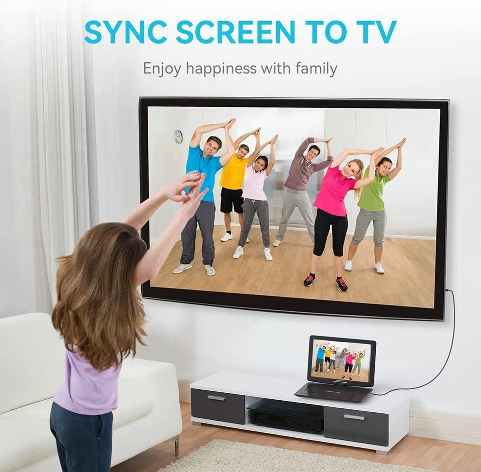 DBPOWER 17.9 inch Portable DVD Player with 15.6" HD Swivel Screen CD/DVD/SD/USB - Image 4 of 4