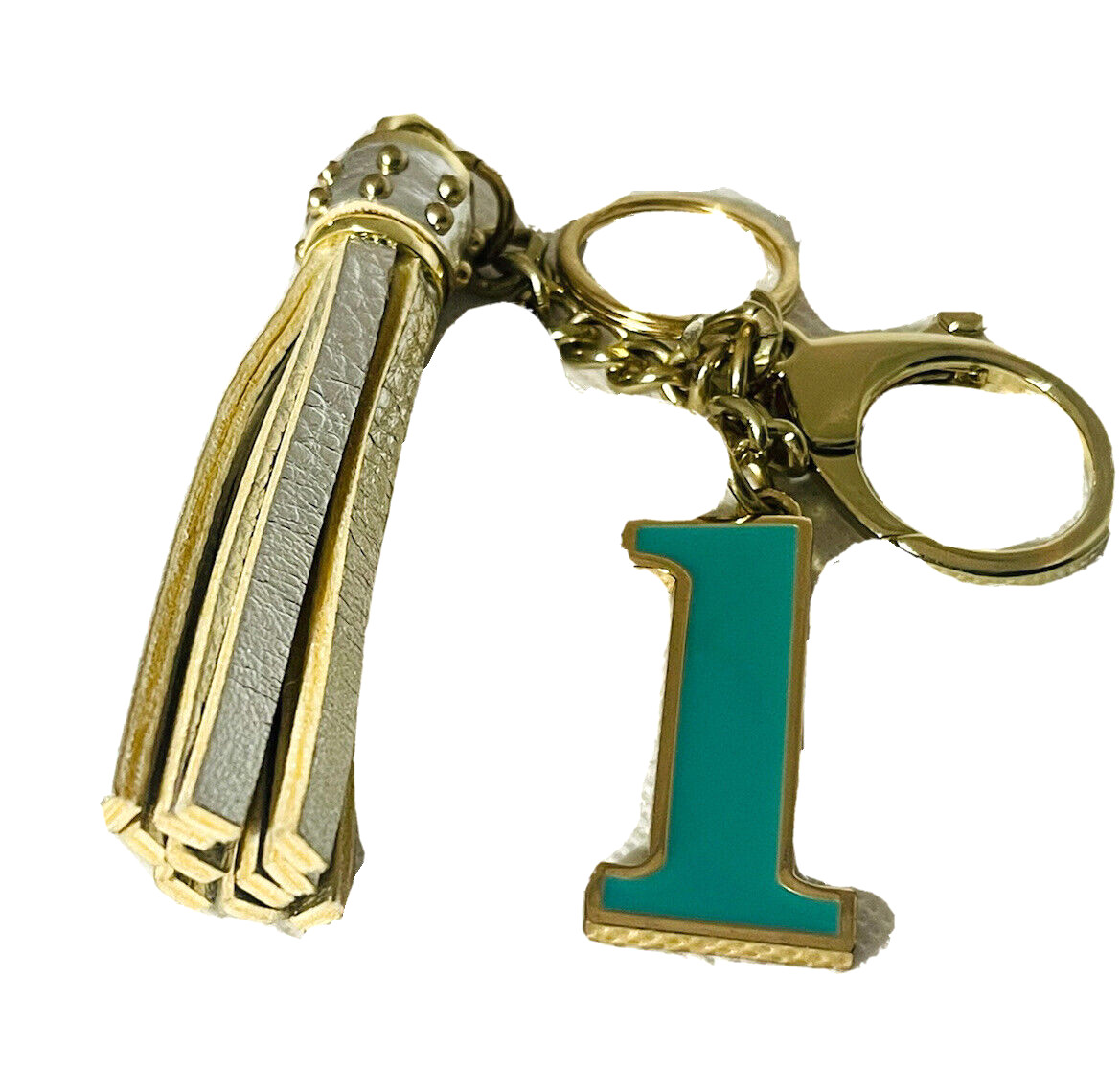Stylish Silver Tassel Keychain with Green Charm