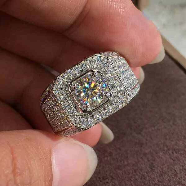 925 Silver Shiny Crystal Zircon Rings Wedding Ring Men s Jewelry Size 6 12