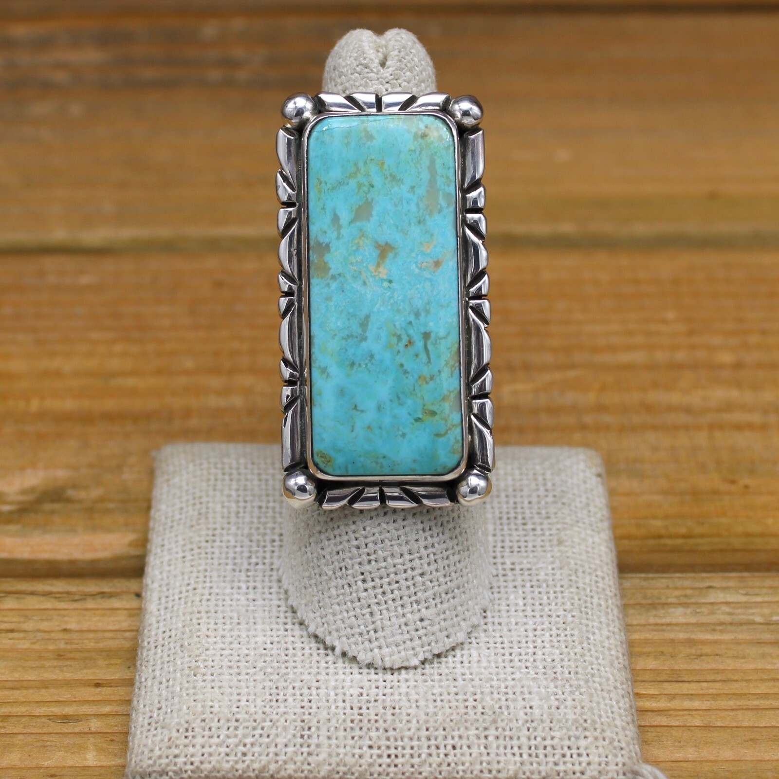 New Sterling Silver Rectangular Turquoise Ring by… - image 1