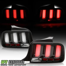 2005-2009 Ford Mustang Black LED Tube Sequential Signal Tail Lights Brake Lamps