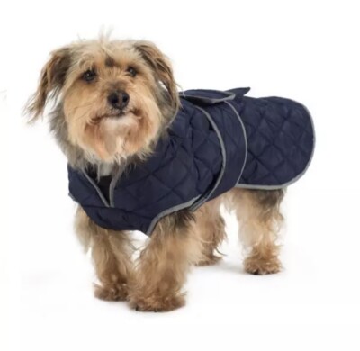 Ancol Dog Coat Quilt Navy Blue Cosy Snug Premium Woven Nylon Easy