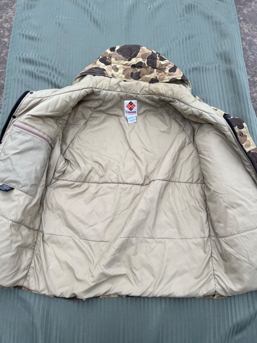 Vintage Gor-Tex Columbia Camo Duck Hunting Jacket Coat Size Large