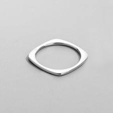 Sterling Silver Geometric Square Plain Thin Dainty Ring Women A3105