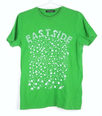 Topman Eastside T-Shirt Herren XS Grün Sterne Baumwolle Kurzarm