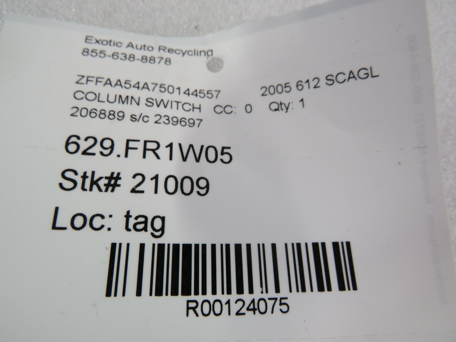 Ferrari 612 Scaglietti, Column Switch, Used, P/N 206889 s/c 239697