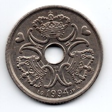 Denmark 1994, New royal monogram, showing 3 royal crowns, 5 Kroner, accept offer