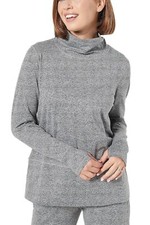 Susan Graver SG Sport Heather Knit Funnel Neck Tunic Black