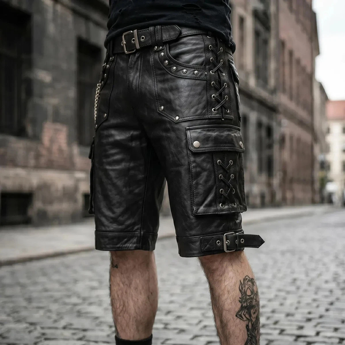 Leather Cargo Shorts for Men for sale | eBay