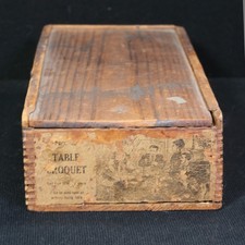 Antique Table Croquet Game in Wooden Box