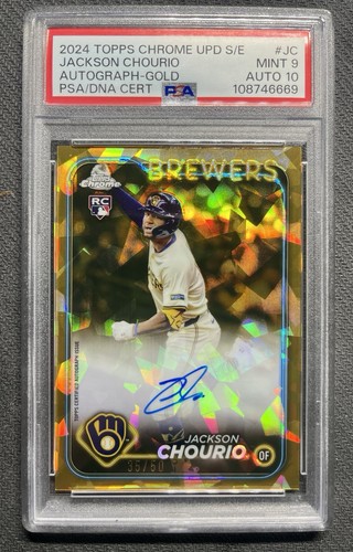 2024 Topps Chrome Update Sapphire Jackson Chourio Auto Gold /50 PSA 9 #USA-JC