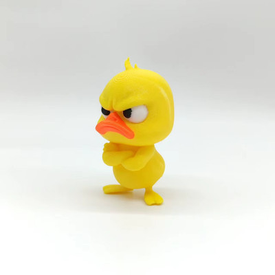 3D Printed Angry Little Yellow Duck Statue - Cute Angry Expression with Big Eyes