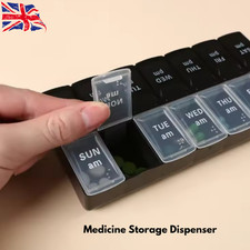 Weekly Pill Box 7 Day 14 Compartment Tablet Organiser Medicine Storage Dispenser