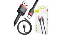 Kabel USB-A -Igt/Br USB-C Baseus Cafule CATKLF-A91 50Cm 3A Qc 3.0 CZARNO-CZERWON