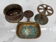 Antique Brass Wall Mounted Bathroom Soap, Toothbrush,  Cup / Bottle Holder