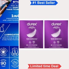 Extra Sensitive Ultra Thin Lubricated Natural Latex Condoms 48 Count Discreet
