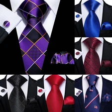 Men's Tie Set 3 Pieces Necktie Pocket Square Cufflinks Multicol Wedding Party