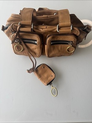 Chloe Betty Tan Leather Bag with Dual Front Pockets &Gold hardware