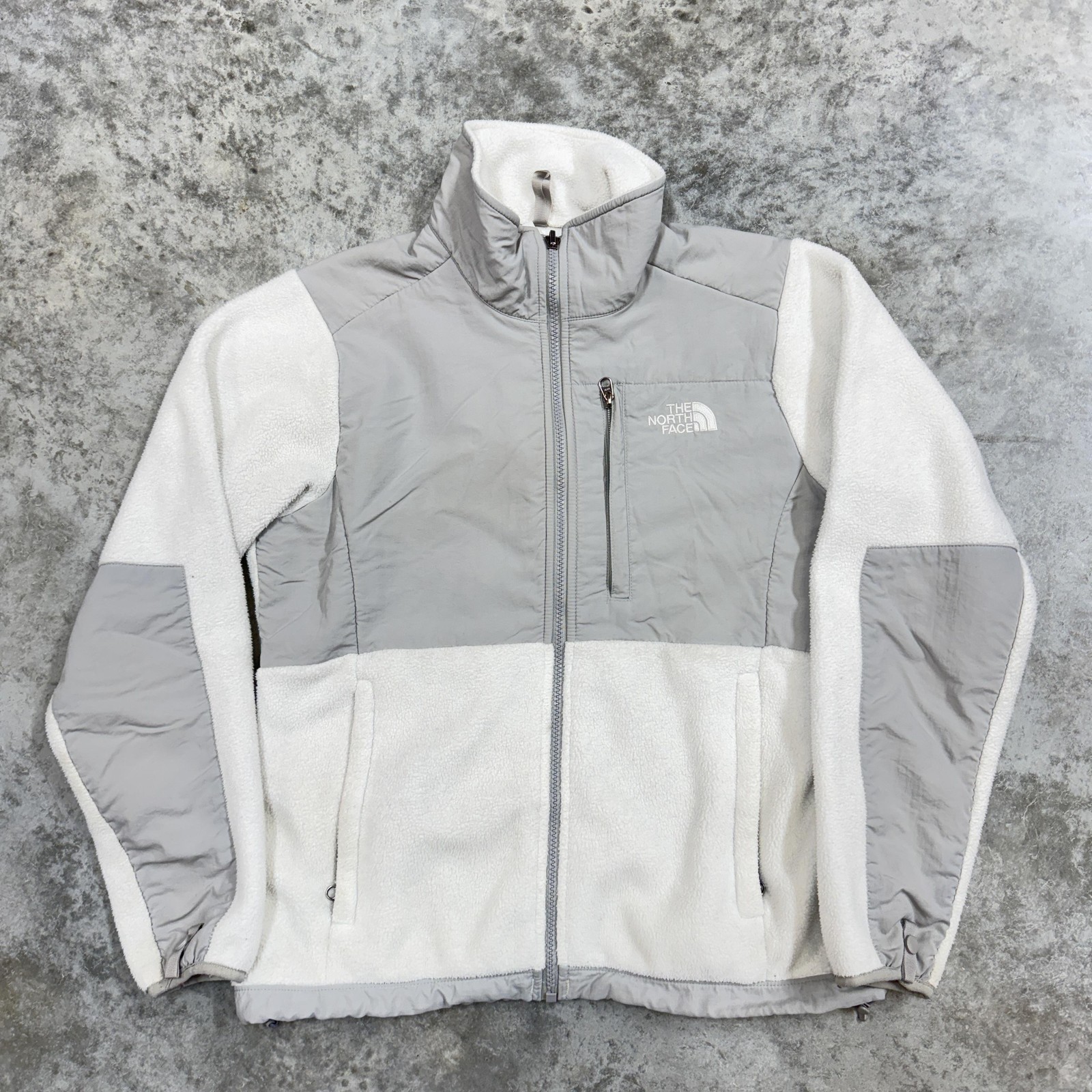 The North Face Jacket Womens Small White Gray Fleece Softshell Full Zip Warm