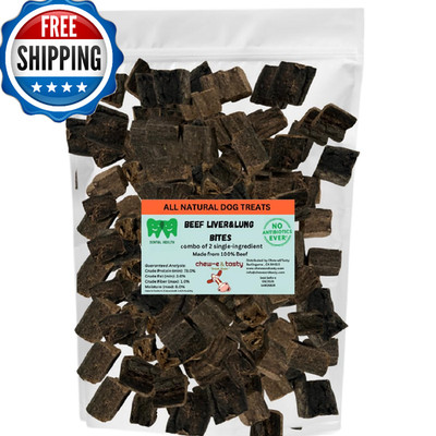 chew-e&tasty Beef Lung & Liver Dog Treats, 1 LB - Dehydrated High-Protein Dog Tr