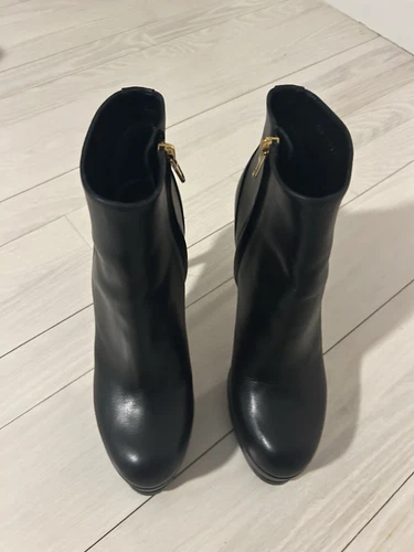 SAINT LAURENT (YSL) Stivaletti con plateau YSL Yves Saint Laurent in pelle nera US 7 1 2