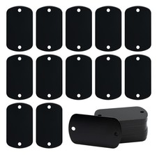 Anodized Aluminum Engraving Stamping Blank Dog Tags 2 Holes 25 PCS Black DIY