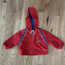 Vintage Weather Tamer Wind Breaker Red/BlueBaby Hooded Jacket Size12 Months
