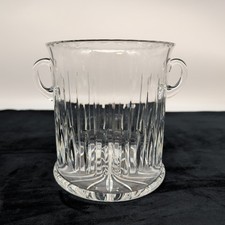 Cut Crystal Ice Bucket With Double  Applied Handles Vertical Cut Pattern H15cm