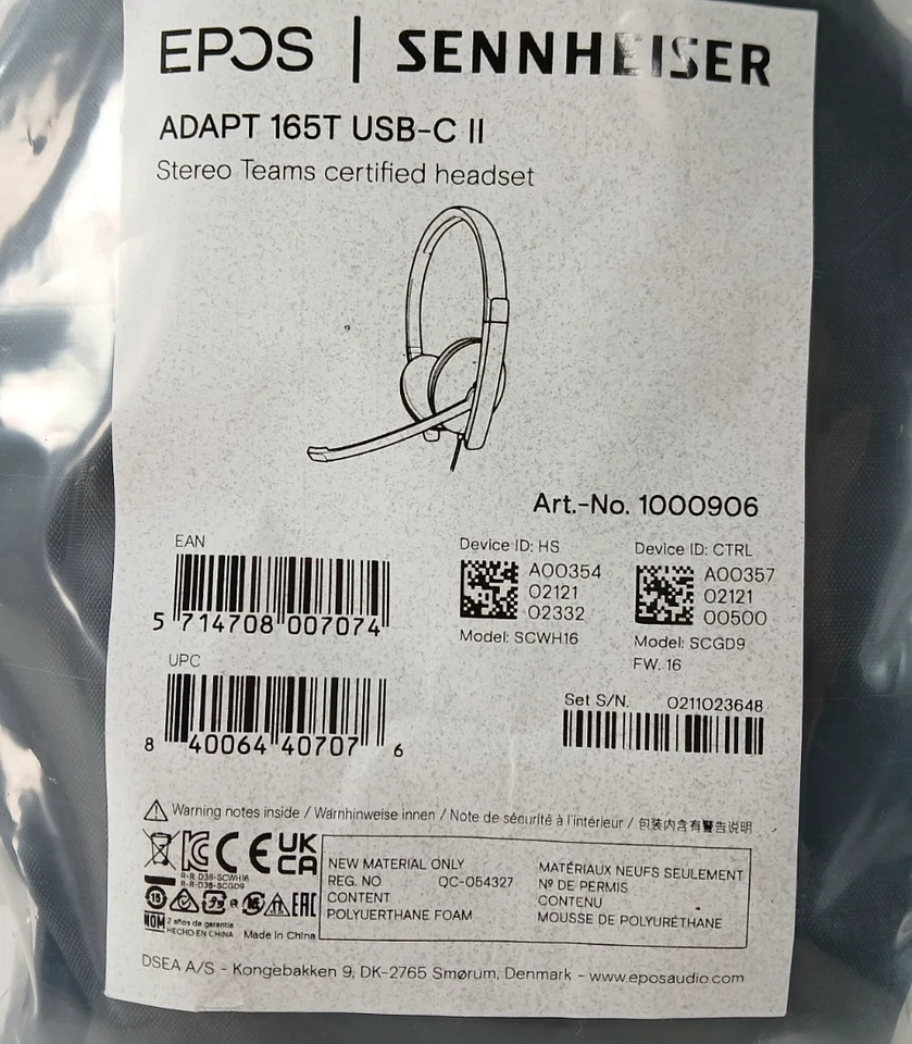 EPOS Sennheiser Adapt 165T USB-C II Wired Stereo Headset for Microsoft Teams NEW - Image 2 of 4